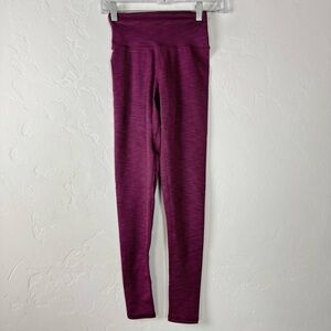 Prana Leggings Becksa‎ Ribbed Mulberry Heather Marled Purple Dark Workout Yoga
